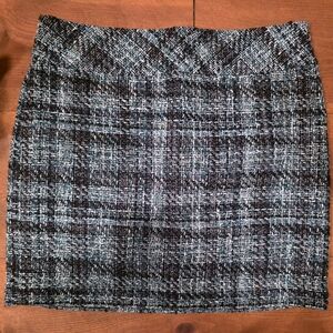 LOFT Blue and White Tweed Pencil Skirt
